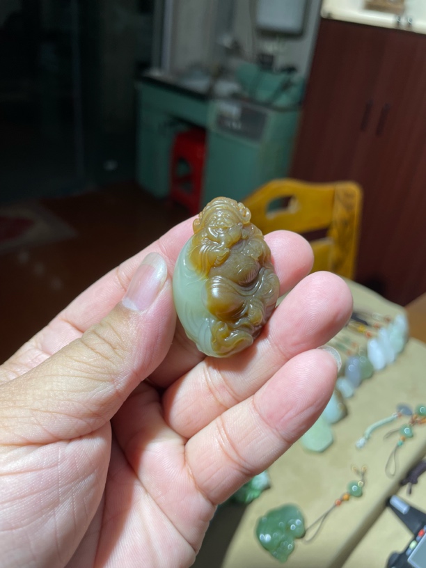 且末糖，和田玉财神爷挂件