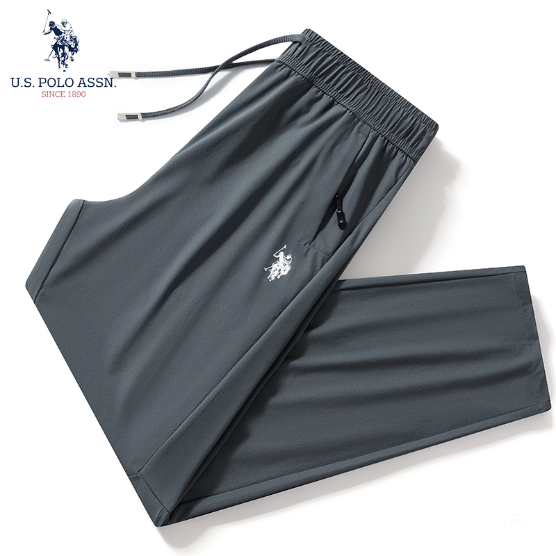 USPA男士冰丝休闲卫裤百搭速干裤高档运动裤宽松直筒裤薄款裤子