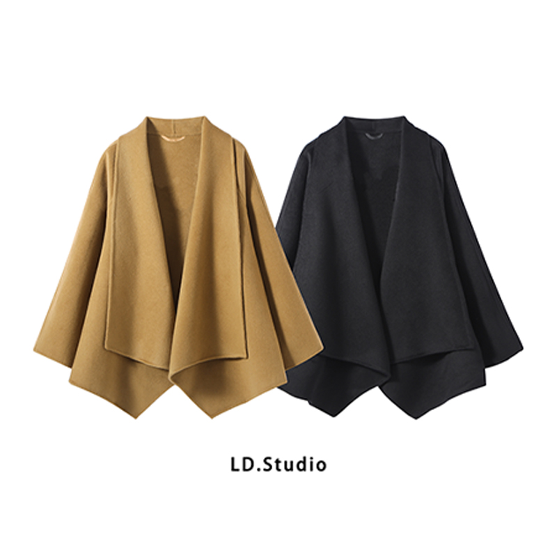 【南洋千金】100绵羊毛双面呢大衣斗篷毛呢外套女