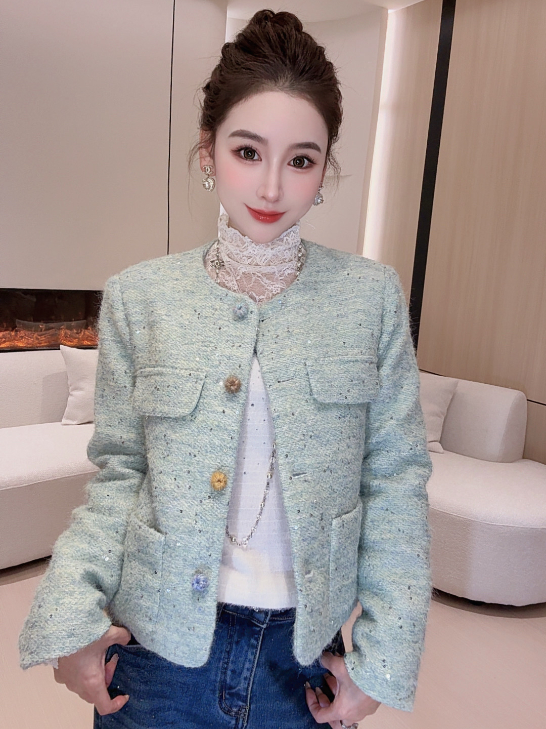 【暖冬美貌】小香风羊毛编织羽绒外套