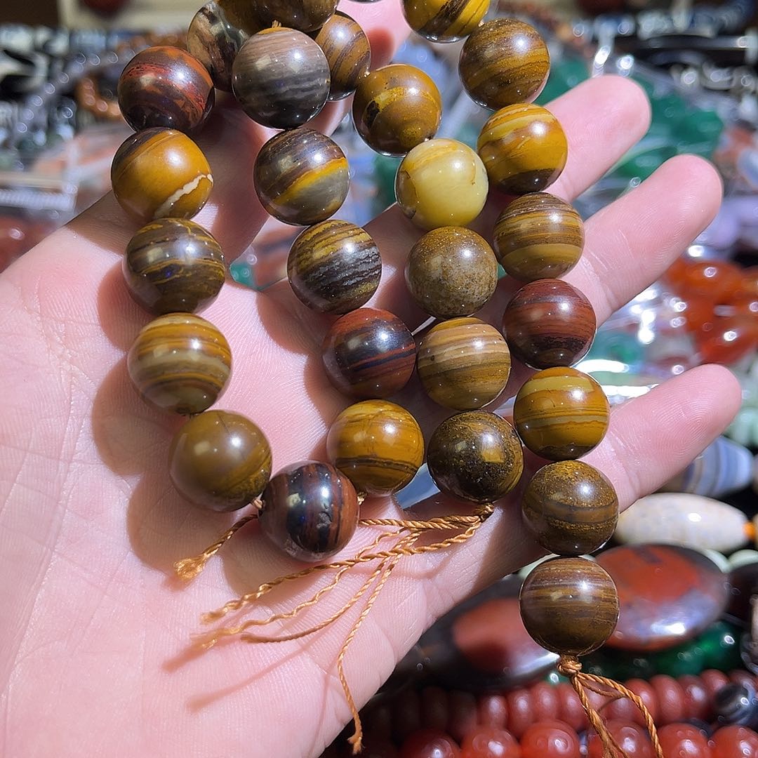 玛瑙/玉髓未镶嵌珠宝半成品虎眼石卡14mm