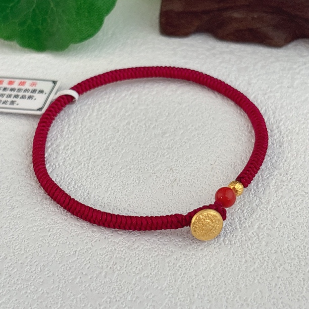 399天然南红18K手编绳，长约18cm