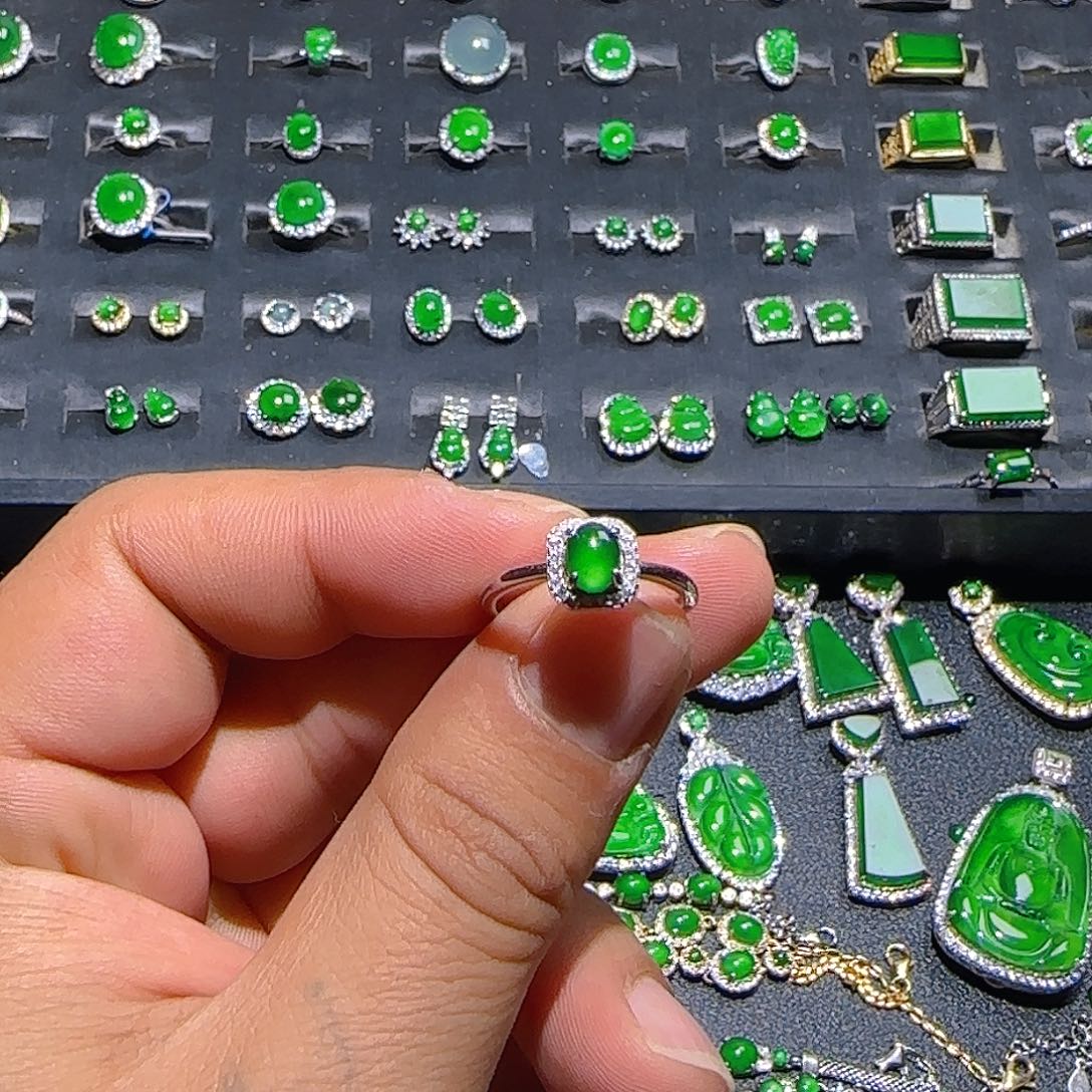 翡翠银S925镶嵌戒指