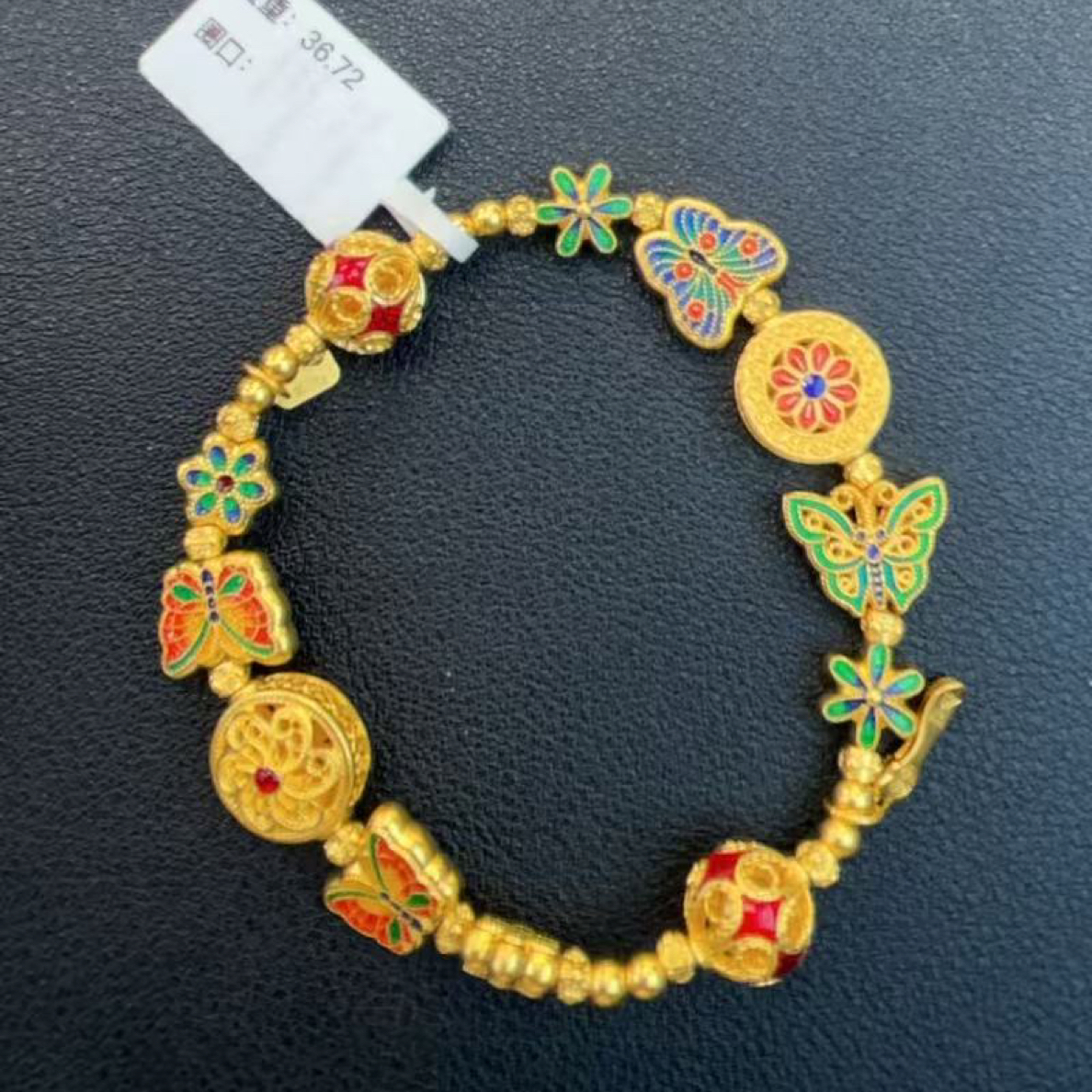爱偲珠宝足金古法黄金手串