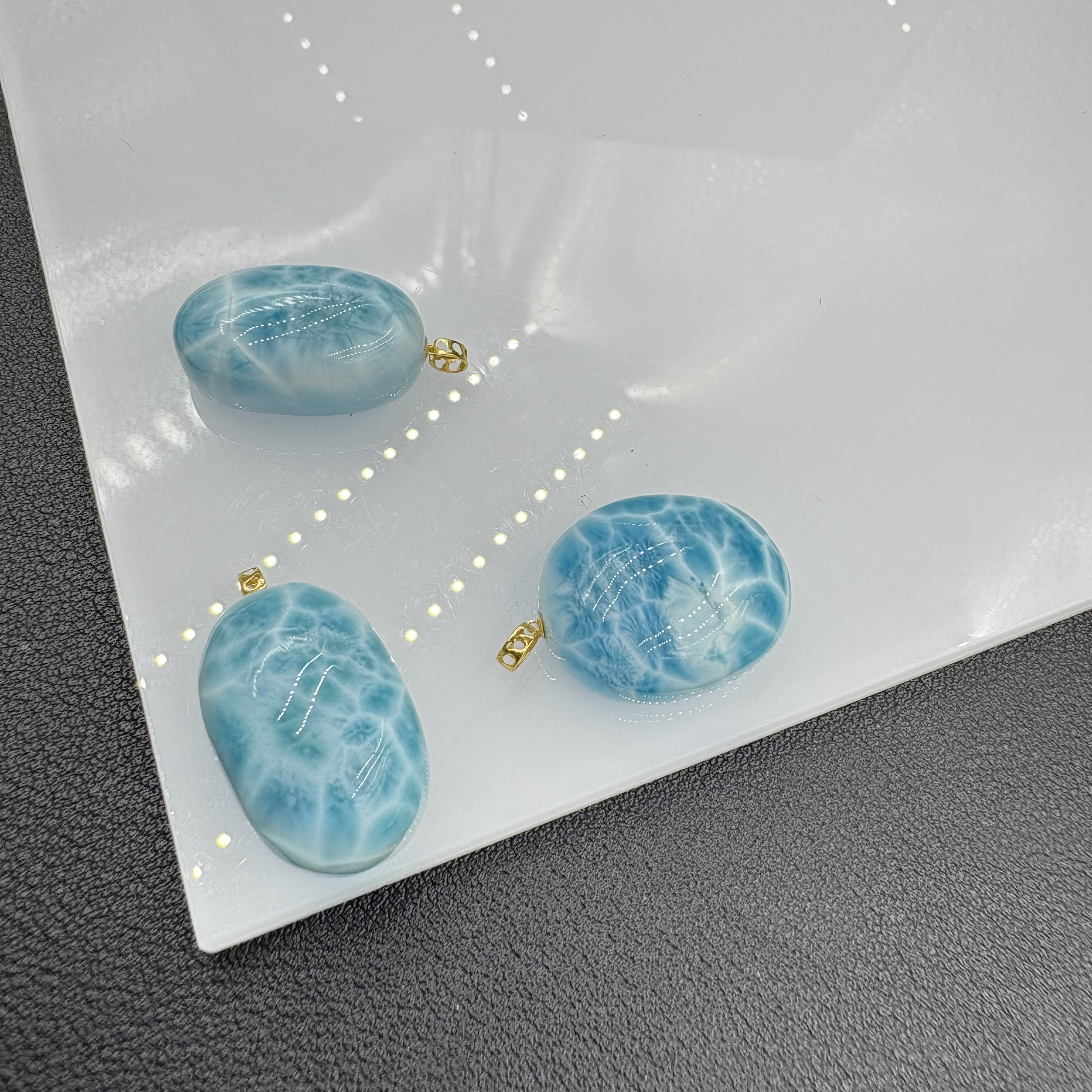 「戴琴珠宝」DQ1693-18K金镶海纹石吊坠（多样性发其一）