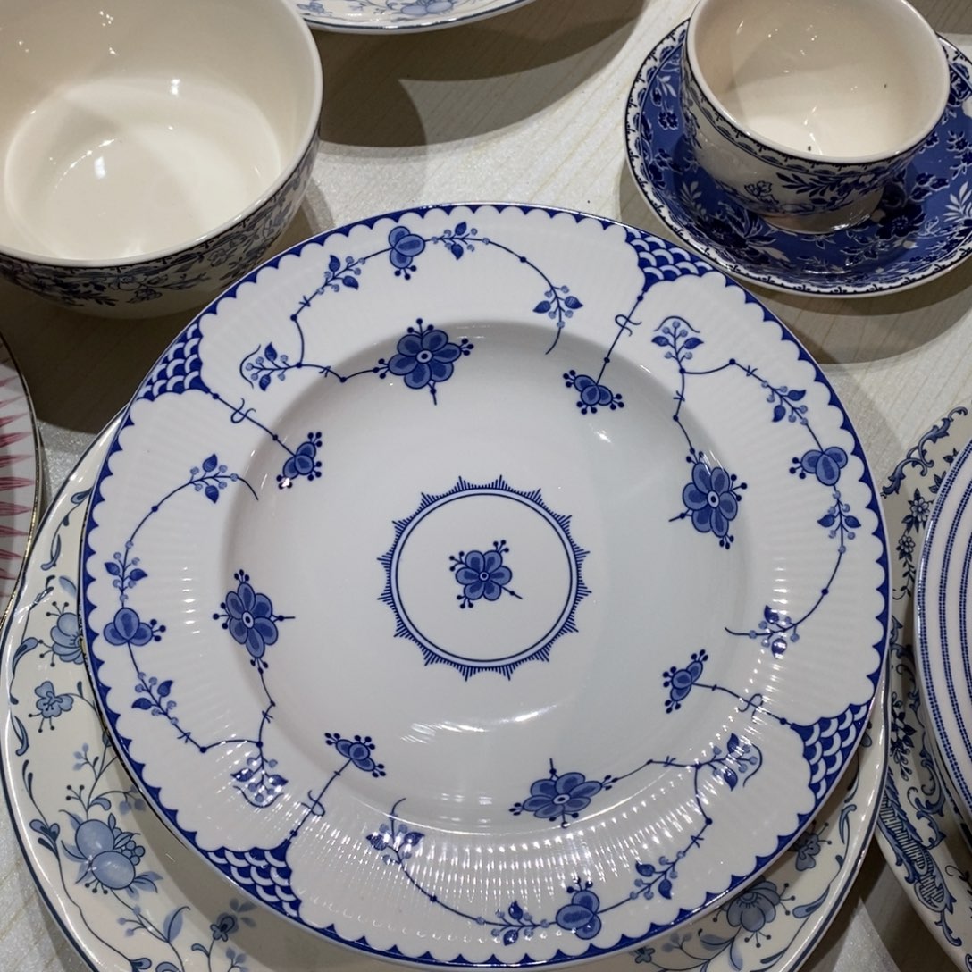 瓷全新唐草八寸草帽盘