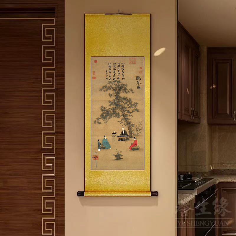 D45《听琴图》160*60卷轴画