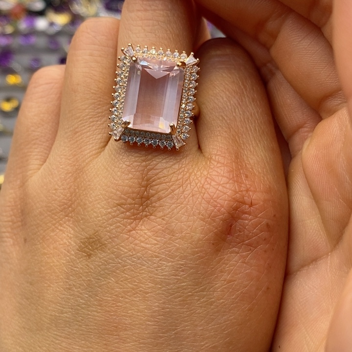 水晶戒指银S925镶嵌天然水晶戒指