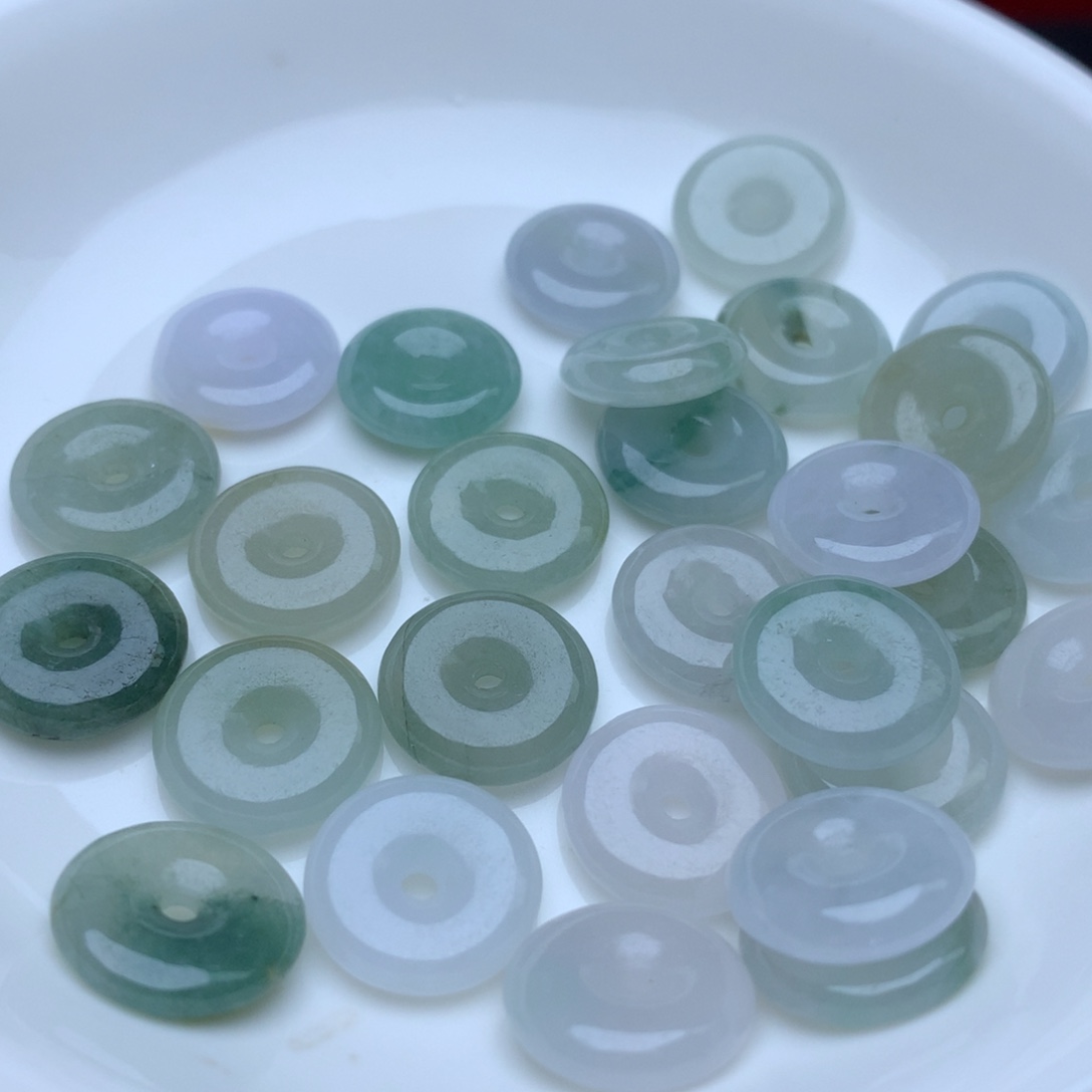 【闪购商品】翡翠手链未镶嵌卡12.7冰飘花平安扣5个