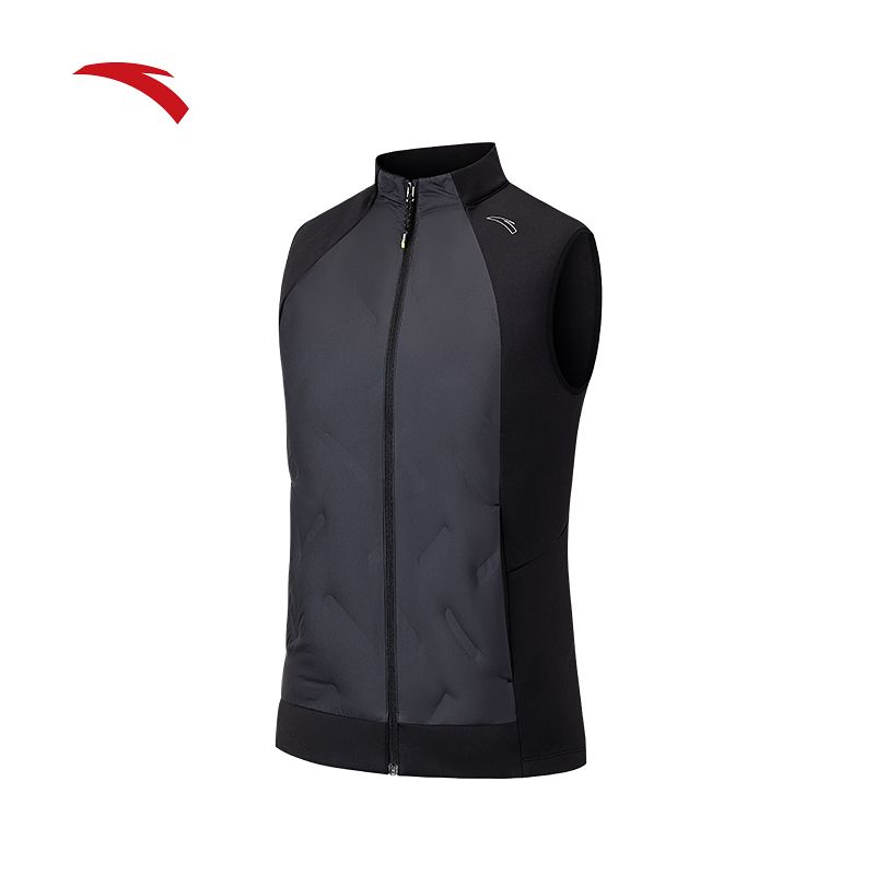 安踏加厚立领羽绒马甲女子秋冬季新款环保无缝羽绒跑步运动外套