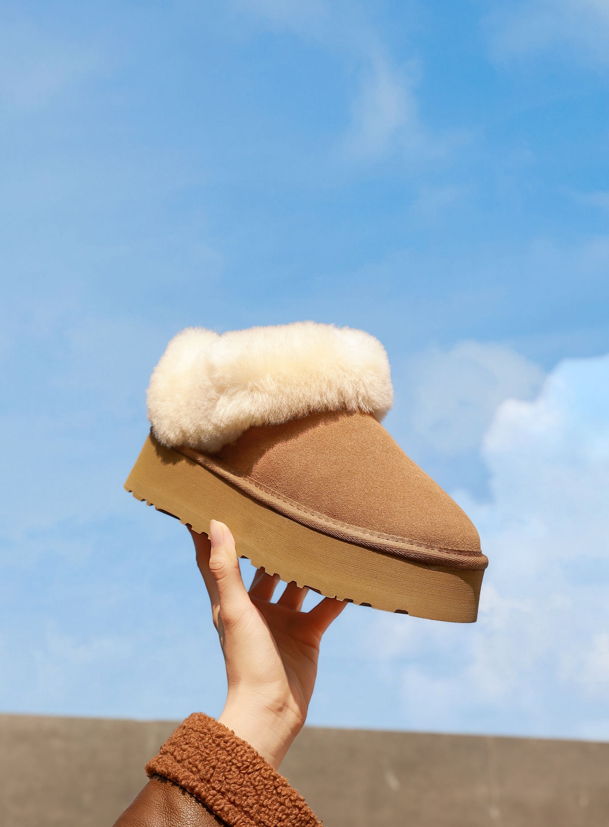 乐福鞋毛茸茸一脚蹬雪地靴保暖冬季羊皮毛一体时尚雪地靴棉鞋加厚