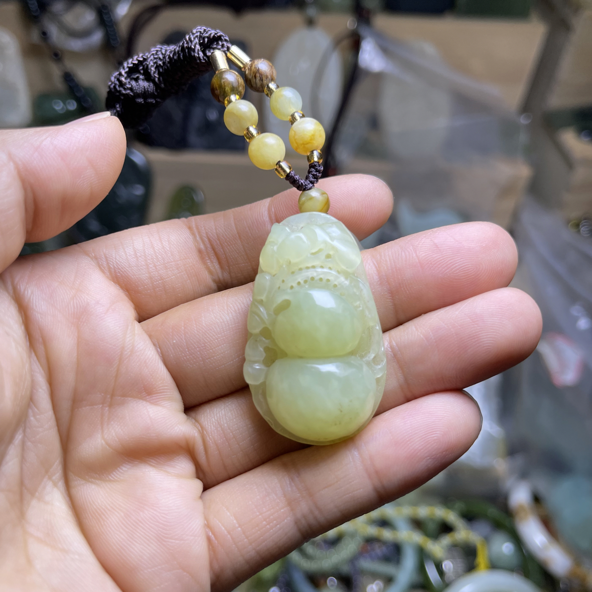 天然和田玉福禄一个手工雕刻越带越油润能戴一辈子的玉器时尚葫芦