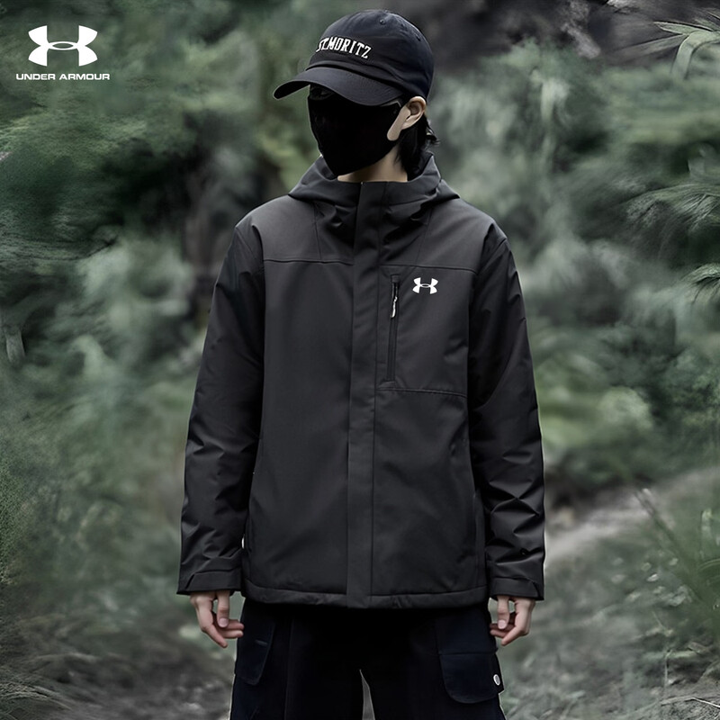 【25年新款】UA安德玛男款三合一外套秋冬新款STORM2.0运动连帽夹克