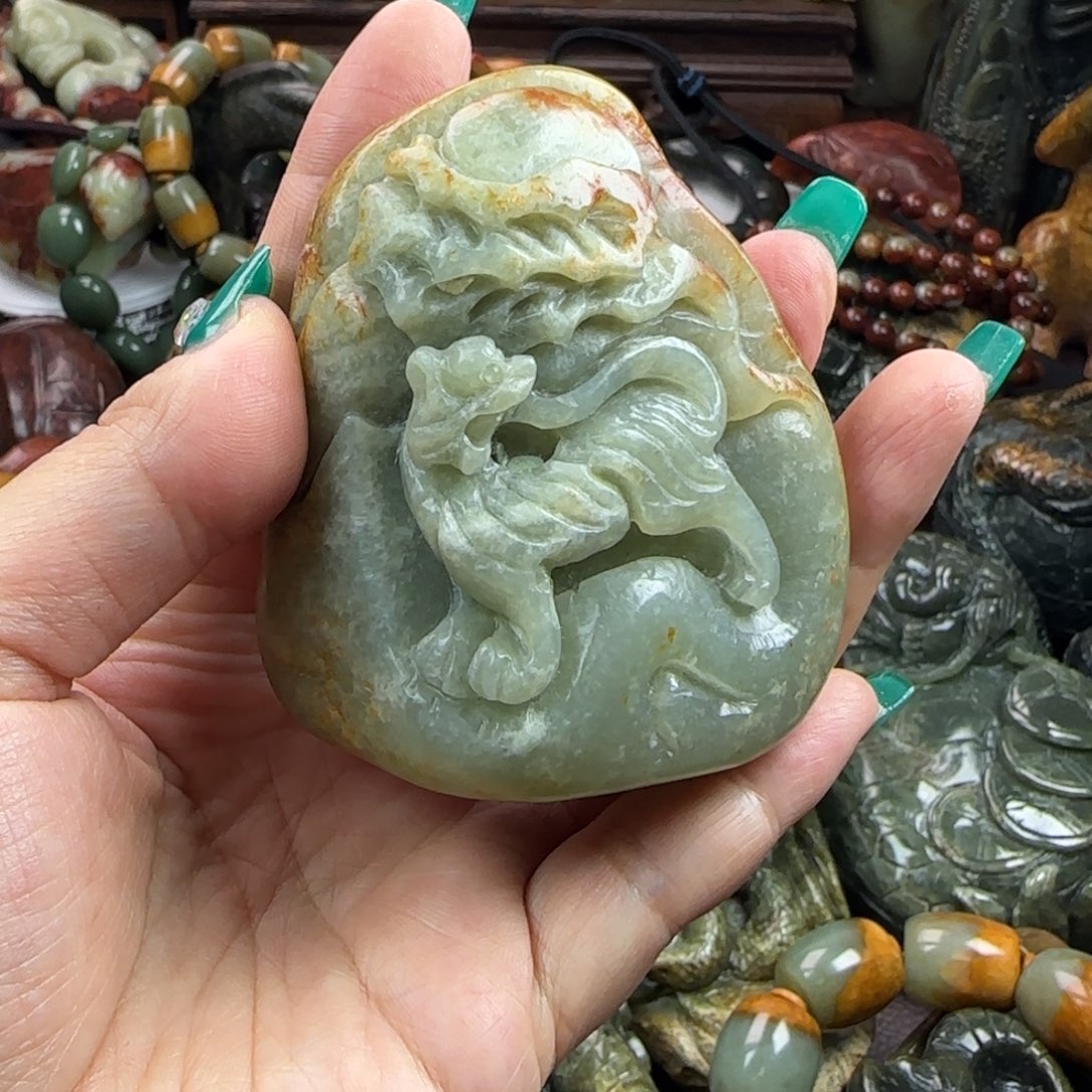 岫岩河磨玉（透闪石质玉）手把未镶嵌