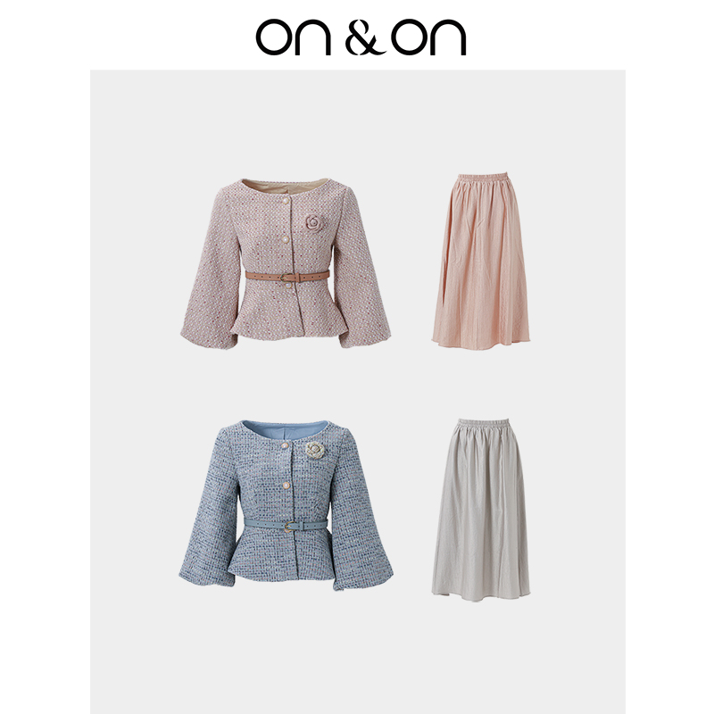 ON&ON/安乃安25年冬季法式复古轻奢气质收腰小香风套装N5SW70140