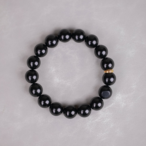 【玉道·出品】   12mm黑青圆珠手串   藏物系列