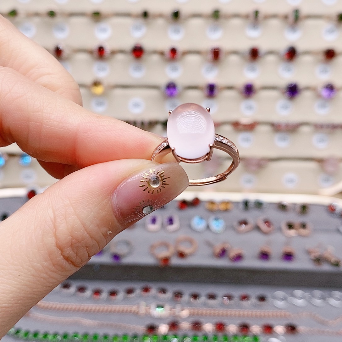 水晶戒指银S925镶嵌戒指