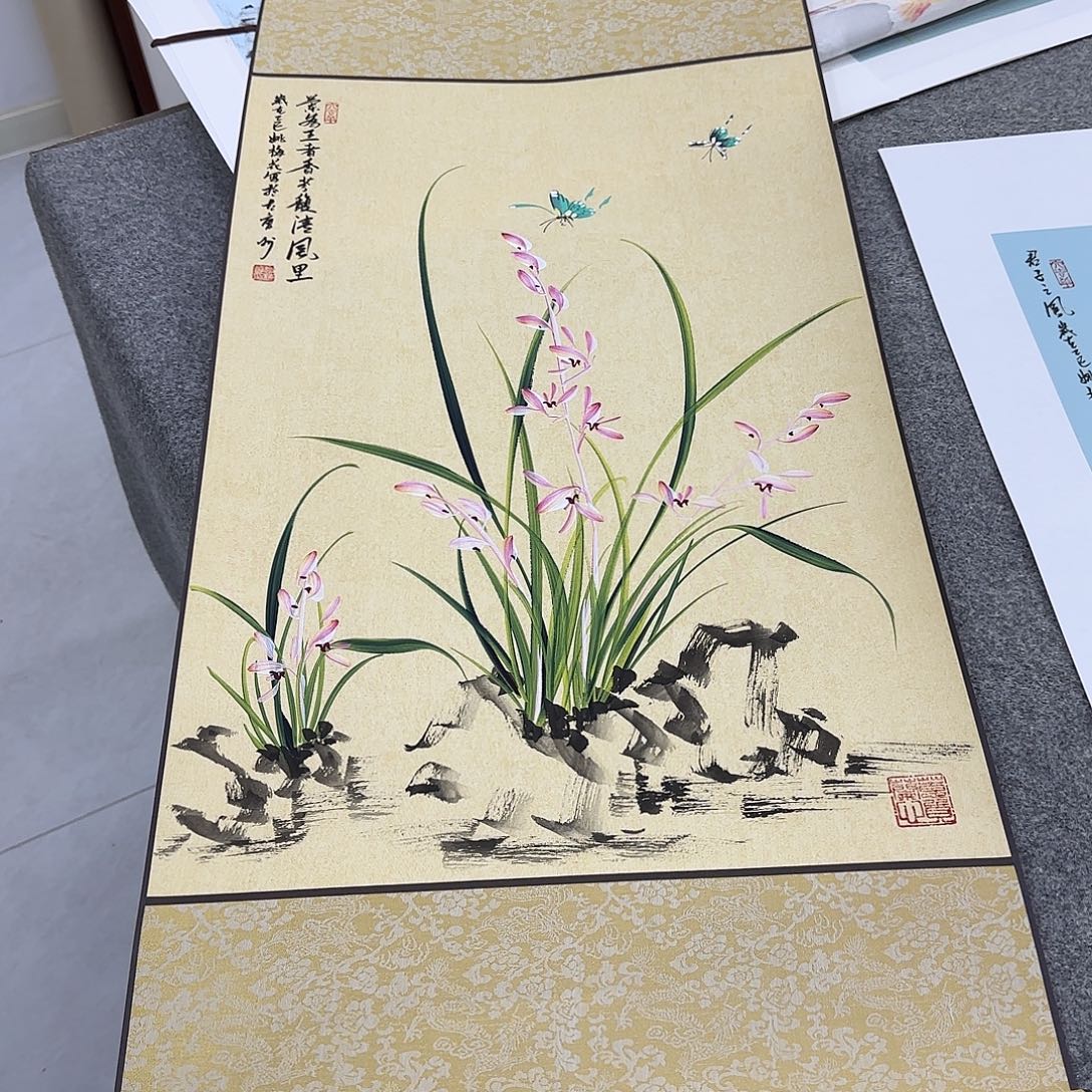 国画国画立体兰花作品