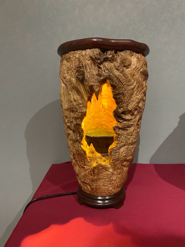 铁栎木树洞佛龛摆件台灯底座天然纹理木纹别致特色文玩摆件