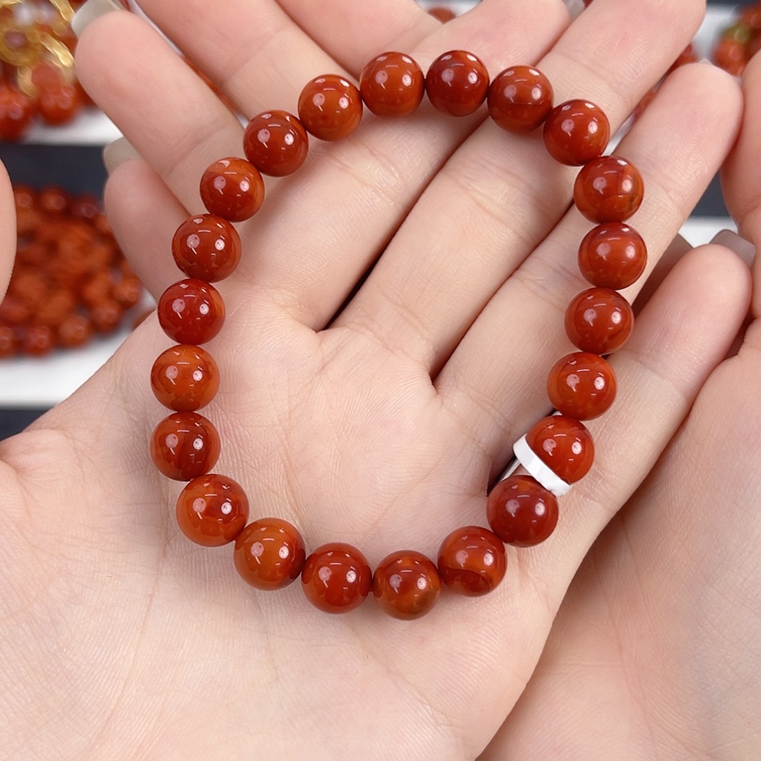 想***命南红玛瑙未镶嵌瓦西锦红双色8mm手串