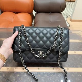 99新 Chanel/香奈儿 Jumbo 黑银荔枝牛皮 25