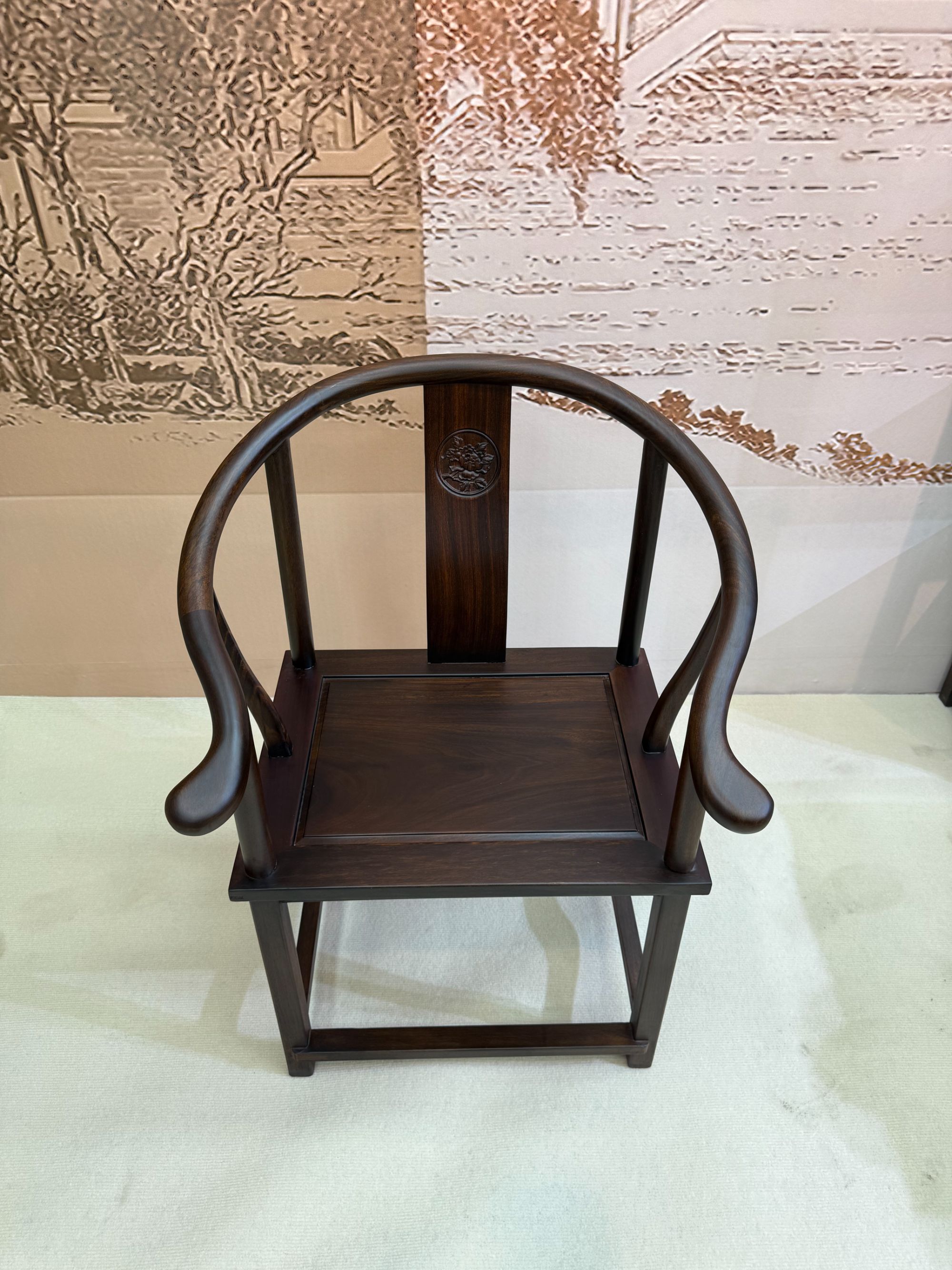 现代新中式椅实木黑檀木原木简约家用茶桌扶手官帽圈椅靠背太师椅