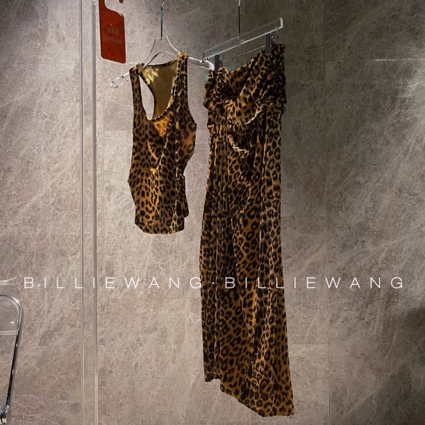 BW独立设计师高定系列｜暗金豹纹褶皱连衣裙背心