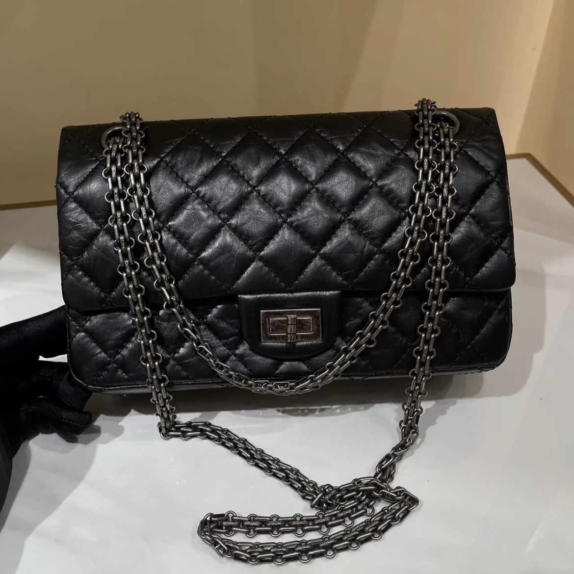 99新 Chanel/香奈儿 【杨贵妃专属】经典黑银中号2.55单肩包
