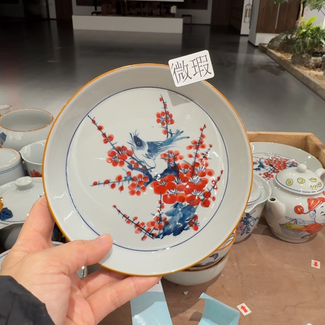釉下手绘茶具微瑕