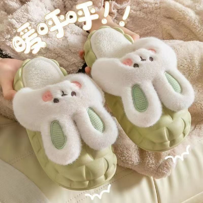 高货冬季厚底情侣棉拖女居家用
