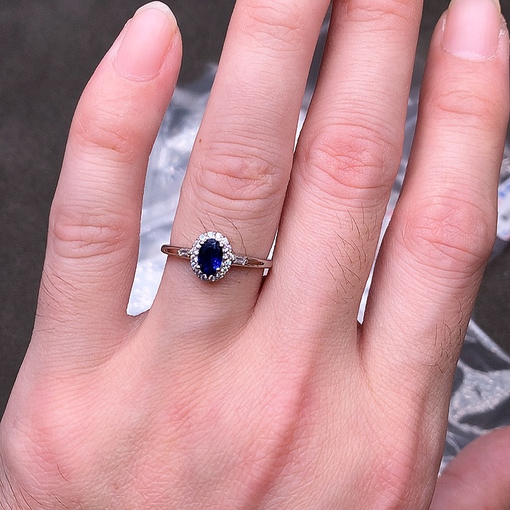 蓝宝石戒指银S925镶嵌