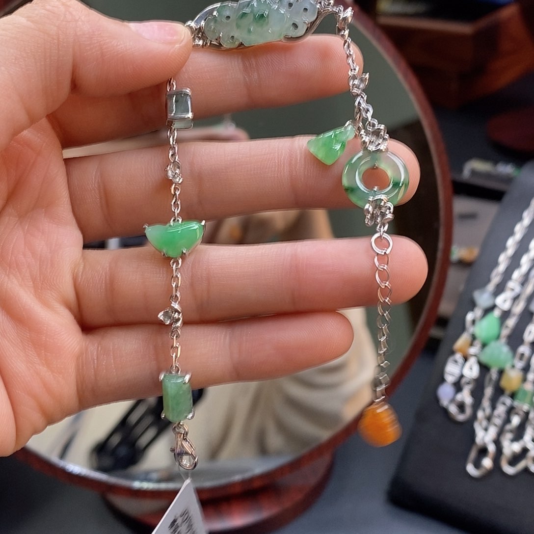 颈饰银S925镶嵌翡翠14666