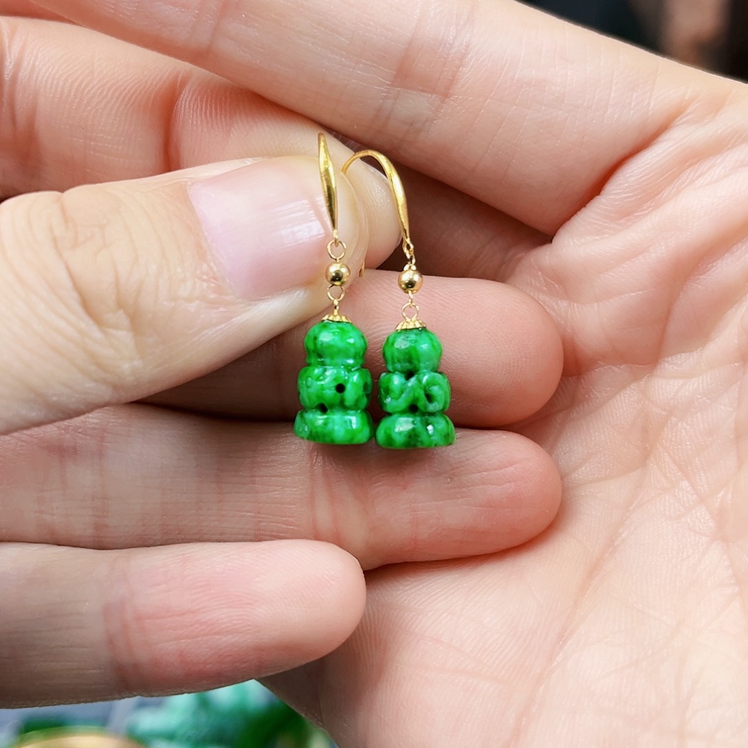 翡翠耳饰18K金镶嵌耳饰