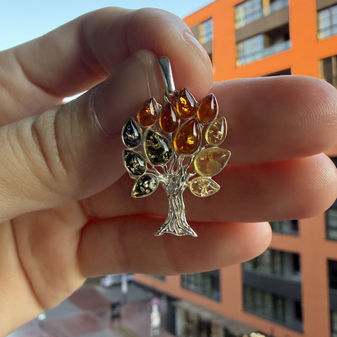 波兰手工定制琥珀金珀绿珀棕珀S925银吊坠