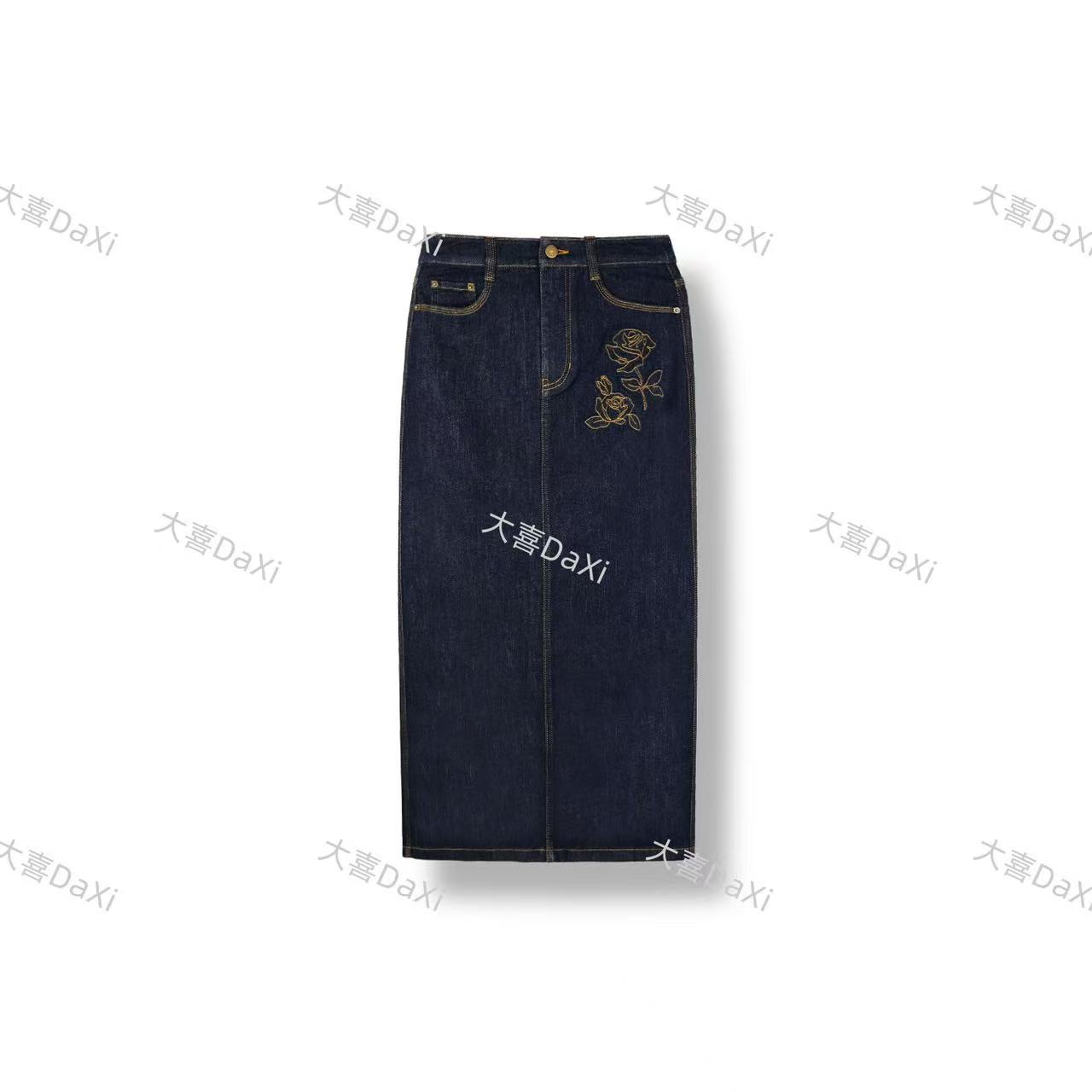 *【大喜】新款早秋高腰刺绣显瘦牛仔半裙【M25A5284】