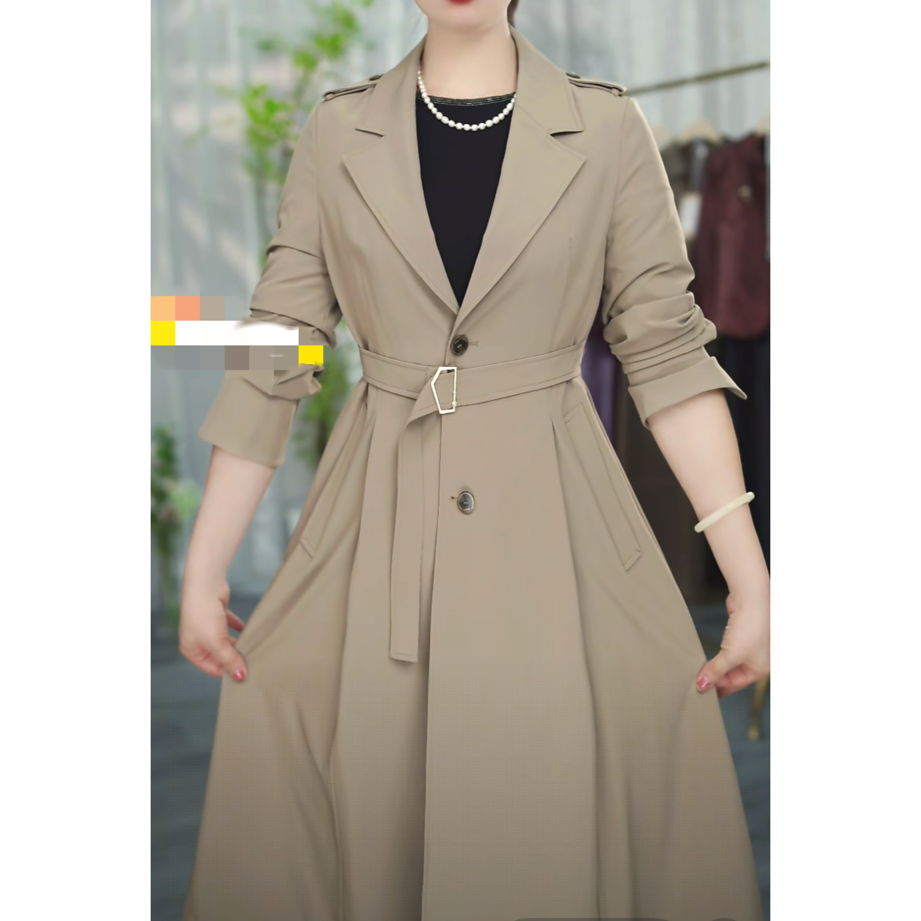 【SY394】2025秋季新款女装韩版时尚长款气质风衣外套