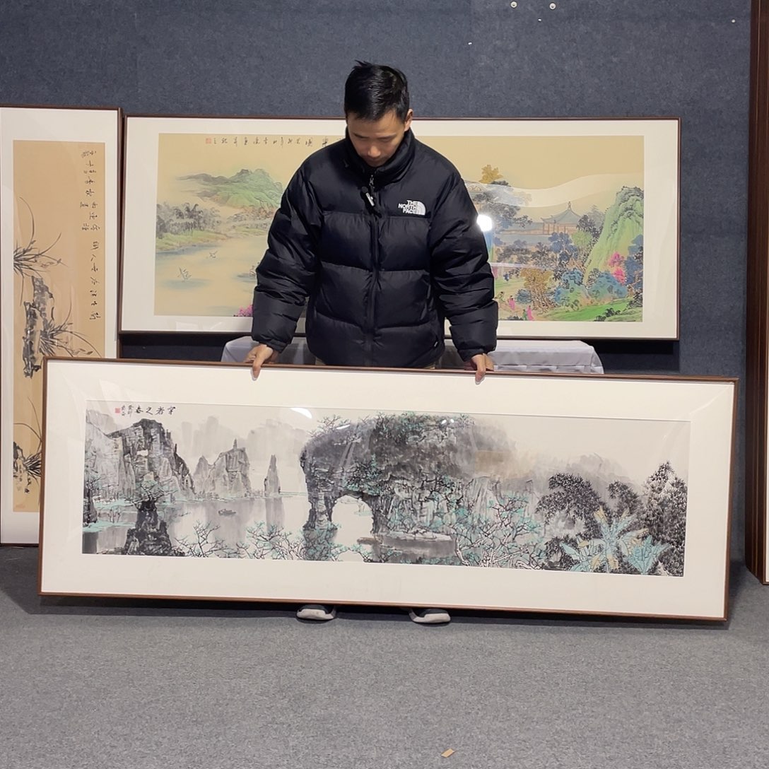 国画手绘画作品带框发货