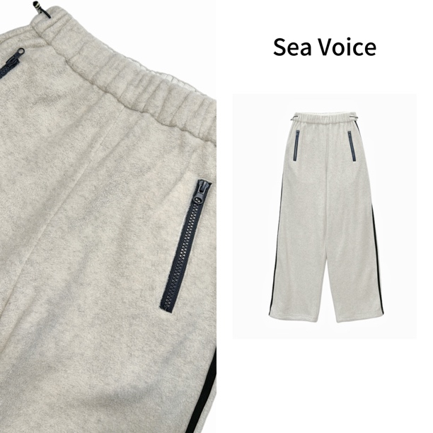 撞色“双侧条校服裤”加绒直筒高腰松紧腰休闲长裤5656