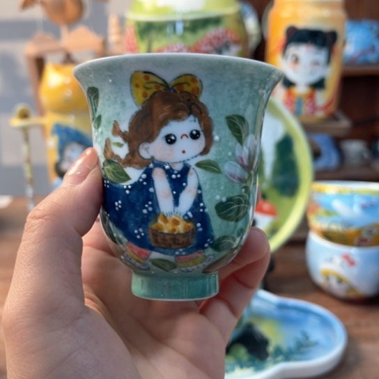 缸景德镇釉下手绘陶瓷 