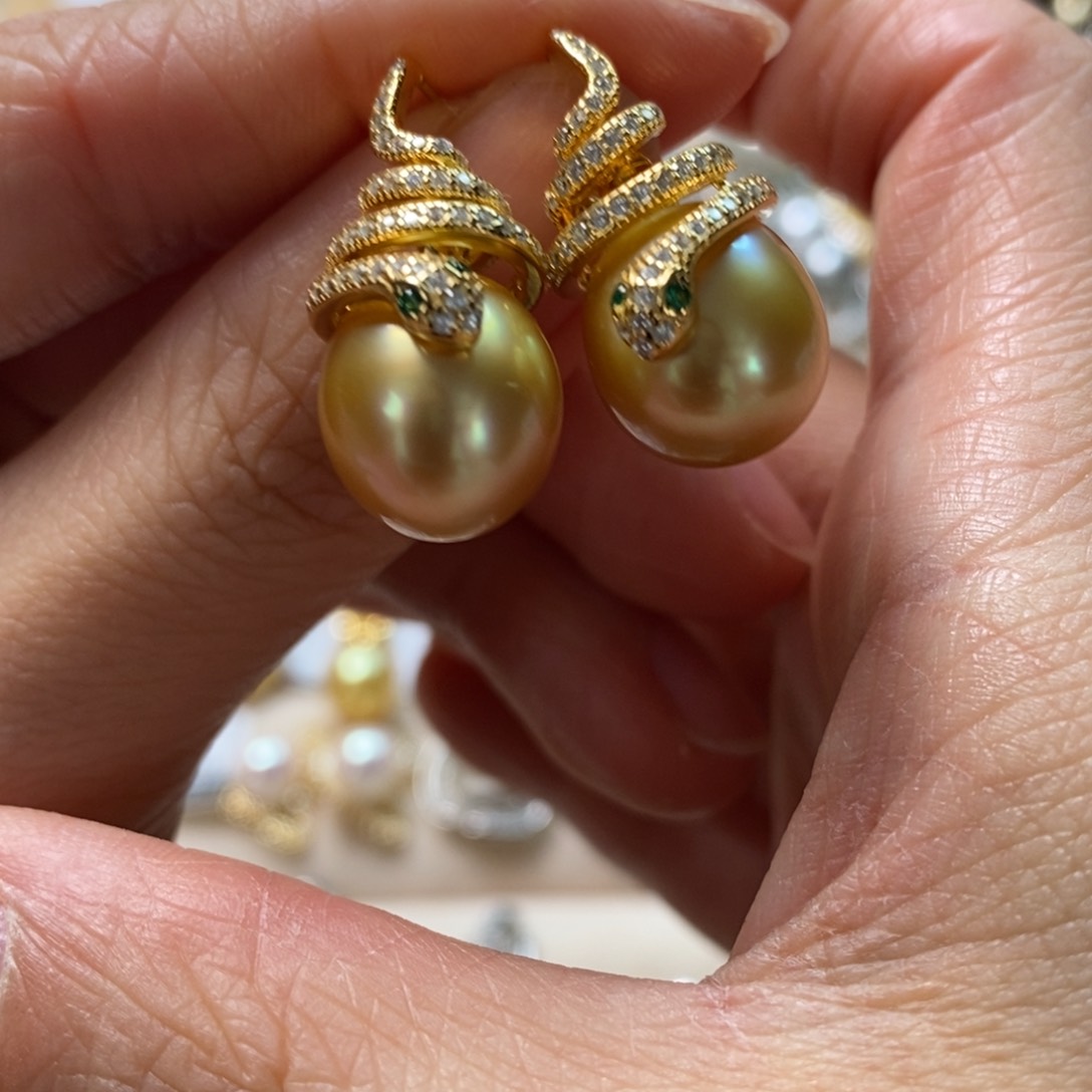 海水珍珠耳饰银S925镶嵌