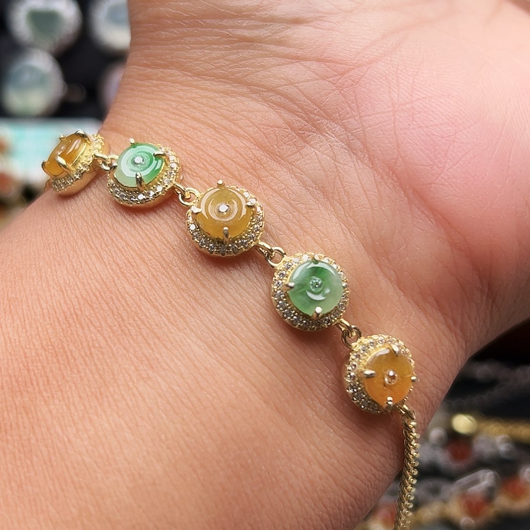 翡翠银S925镶嵌戒指缅甸天然A货翡翠手链