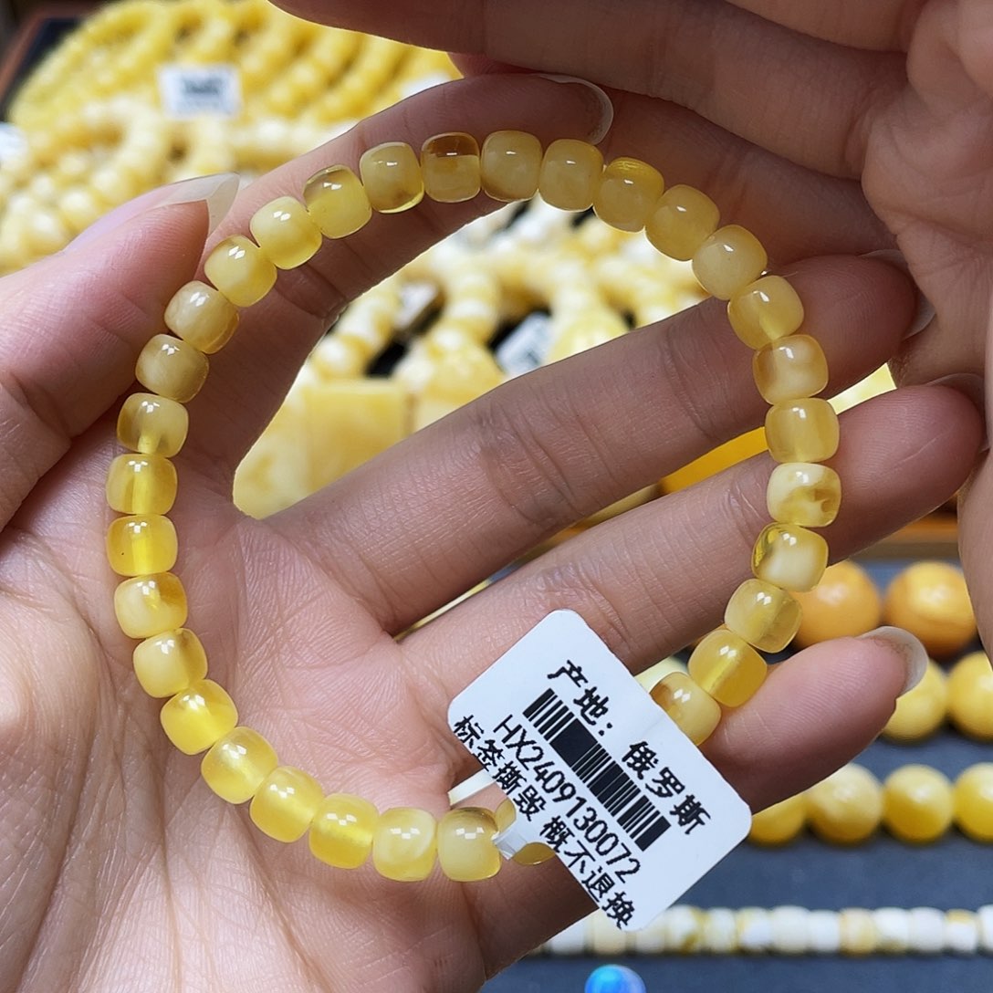 蜜蜡裸石未镶嵌老型手串6.5mm福利