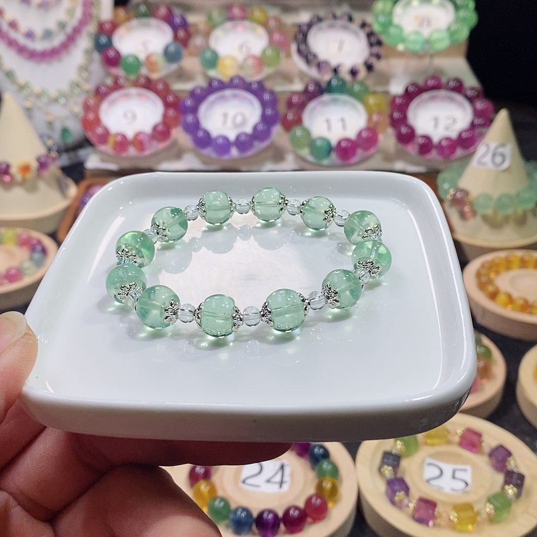 萤石手链未镶嵌薄荷绿设计款