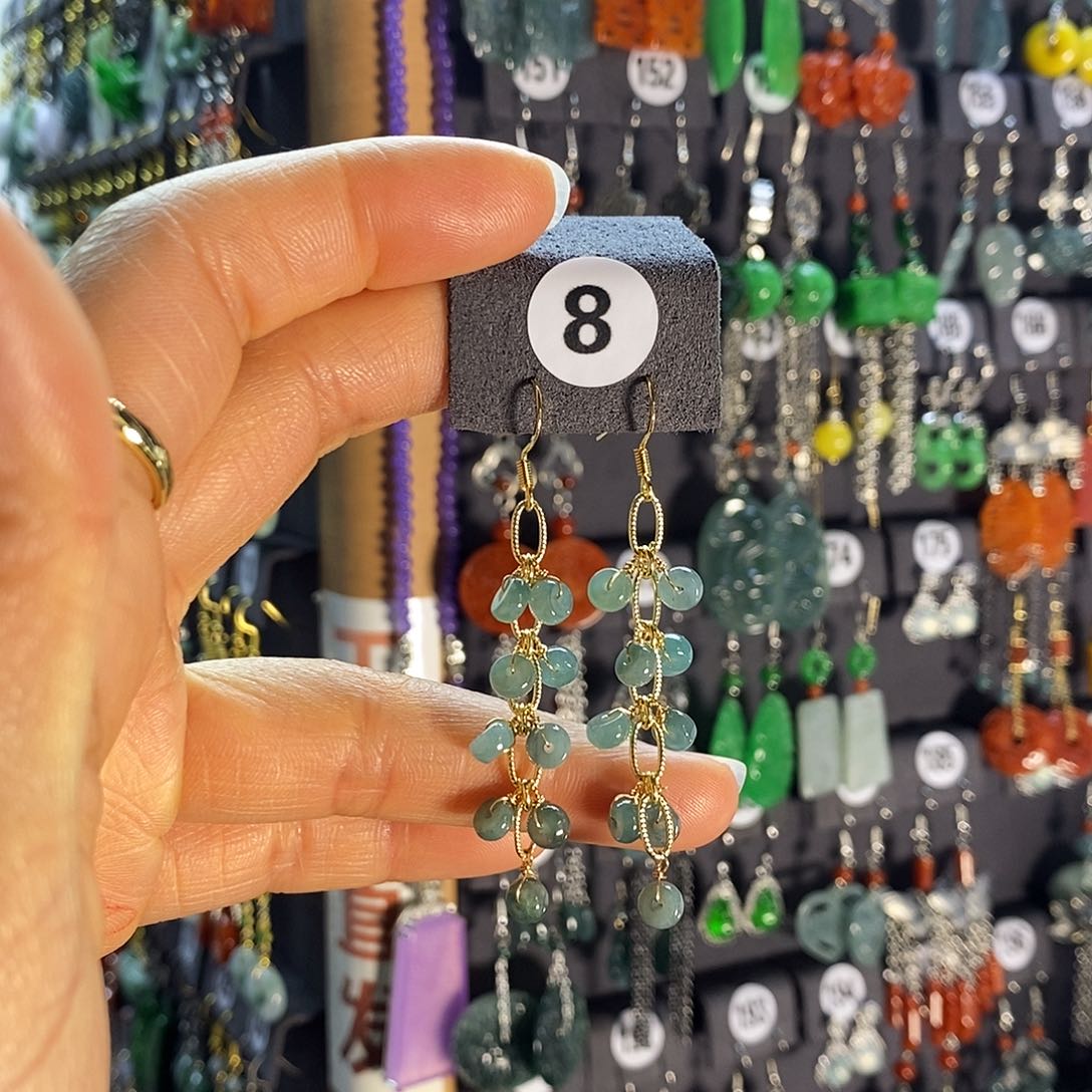 银S925镶嵌翡翠耳饰8