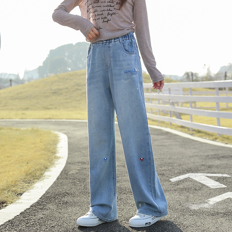 蝴蝶结绣花牛仔裤25053