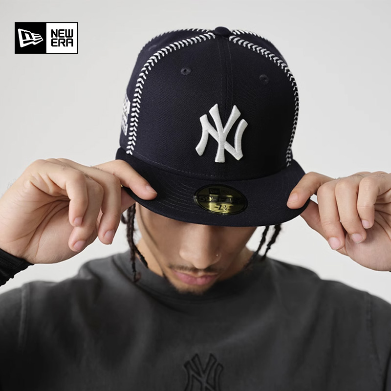 NEW ERA纽亦华2025春夏新款MLB棒球帽刺绣硬顶平檐车线全封潮5950
