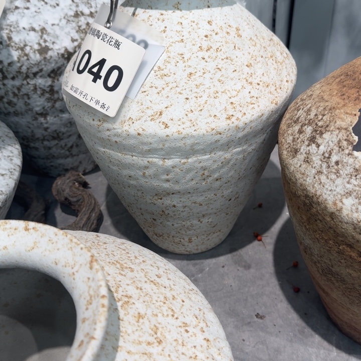 子***鱼瓷片景德镇高温花器编码040高33口6默认无孔