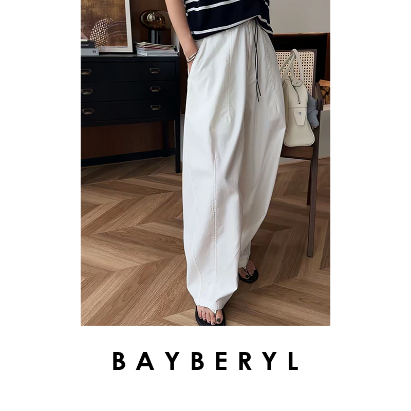 BAYBERYL老贝抽绳工装宽松调性抽绳百搭休闲裤XXK5C2407-5/21