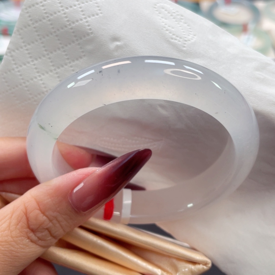 未镶嵌手镯翡翠62号54.8高冰炸光清冷白月光飘乌鸡