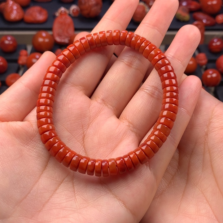 南红玛瑙未镶嵌原矿药片手串8MM